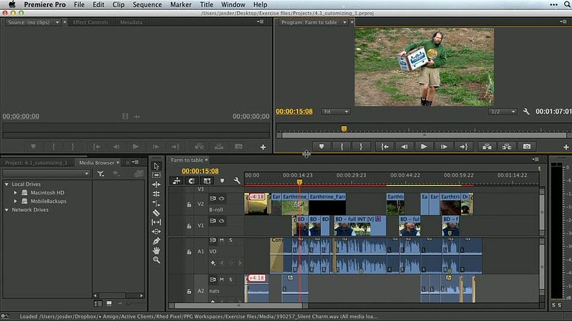 Espacio de trabajo de Adobe Premiere