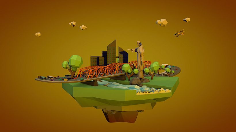 This is my city in  low poly - Cinema 4D  0