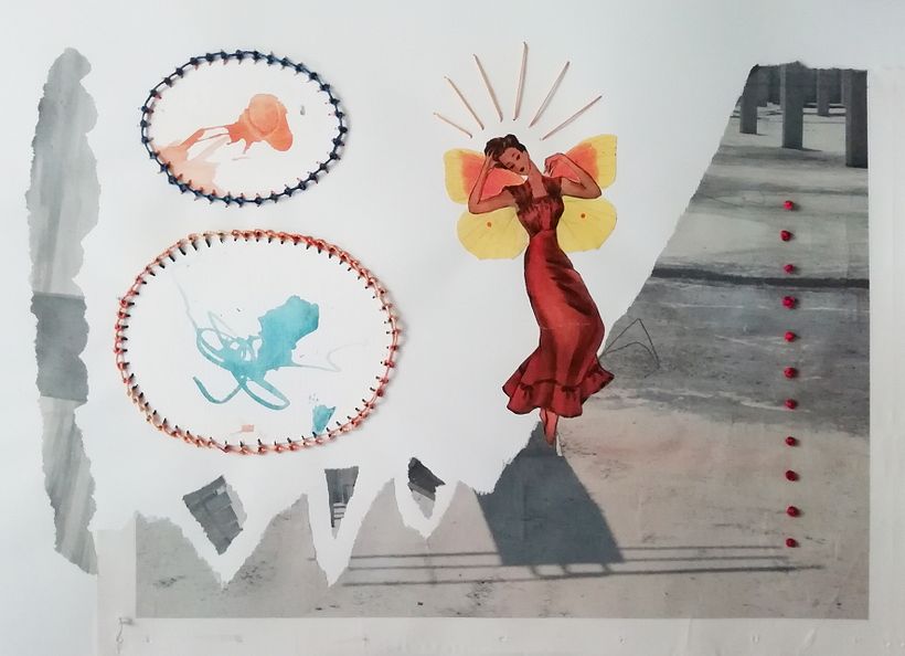 Feliz de incluir bordado en mis collages. Gracias Gimena Romero! 