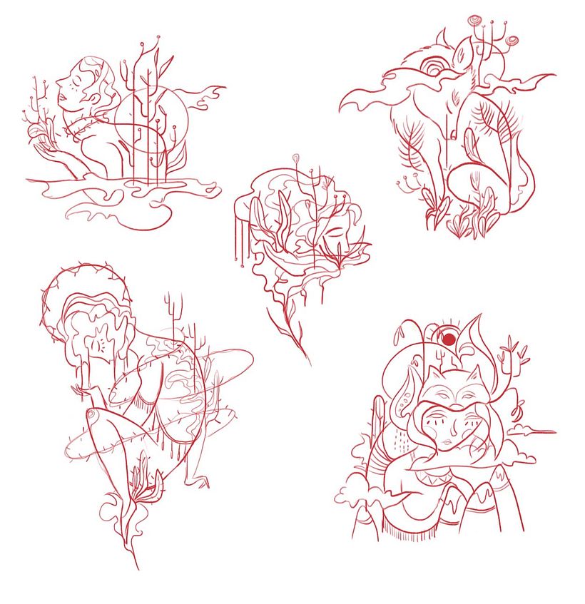 He desarrollado estos 5 bocetos después de analizar un buen rato el concepto indicado