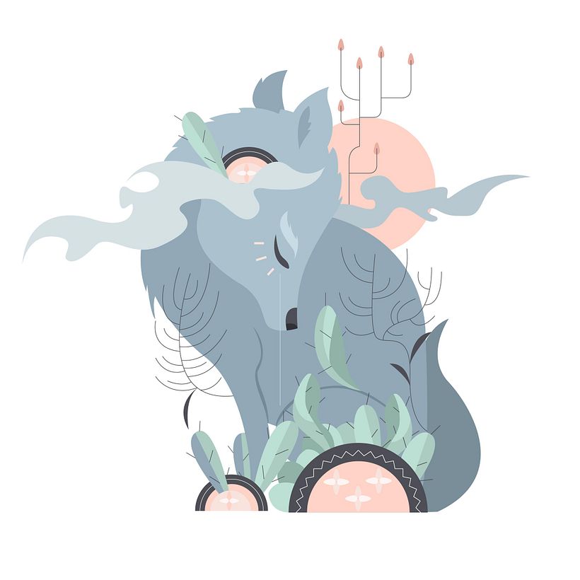 Primero usé colores planos basada en la paleta de color, pero hice algunas variaciones, para que transmitiera melancolía