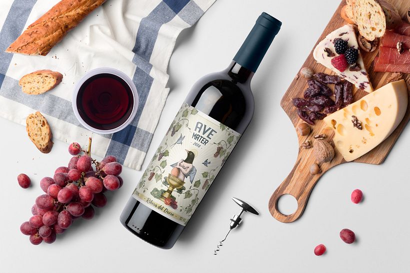 'Ave Mater' - Etiqueta para botella de vino 4