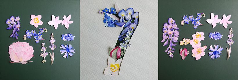 7 - Wisteria, Rosa, Nomeolvides, Kiwi, Lavanda, Aciano y Jazmín
