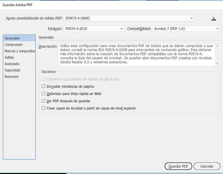 CREAR PDF GENÉRICO PARA IMPRIMIR DESDE ILLUSTRATOR 0