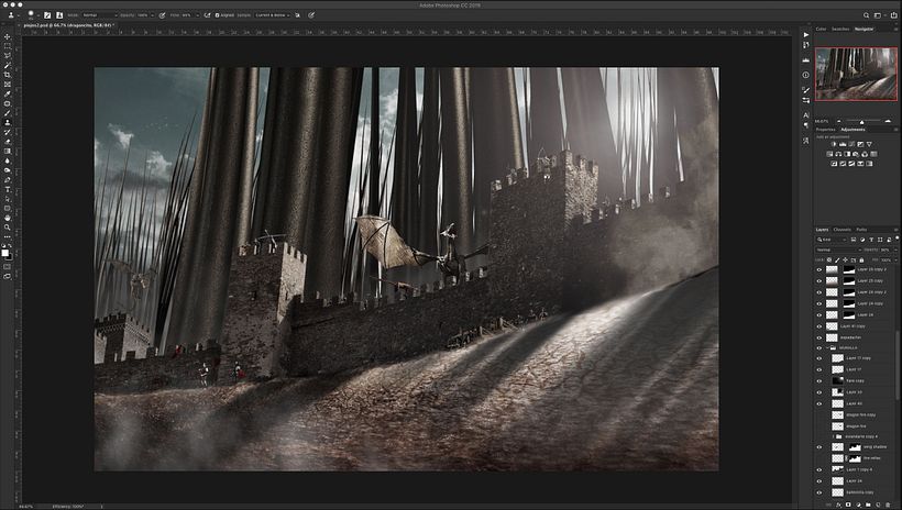 Agregar soldados, dragones, luces y sombras proyectadas.