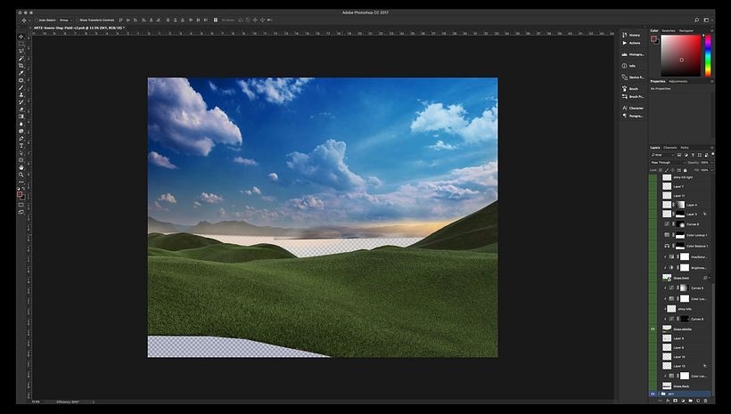 Colocación de  colinas intermedias (render 3D)