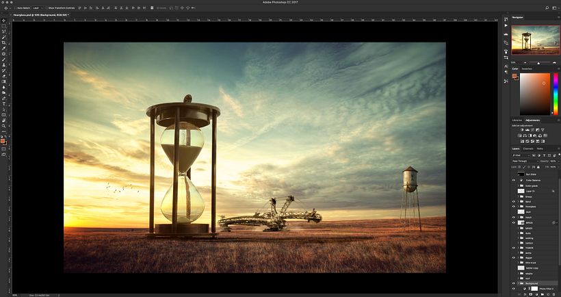 Agregar más elementos, máquina excavadora y tanque de agua.