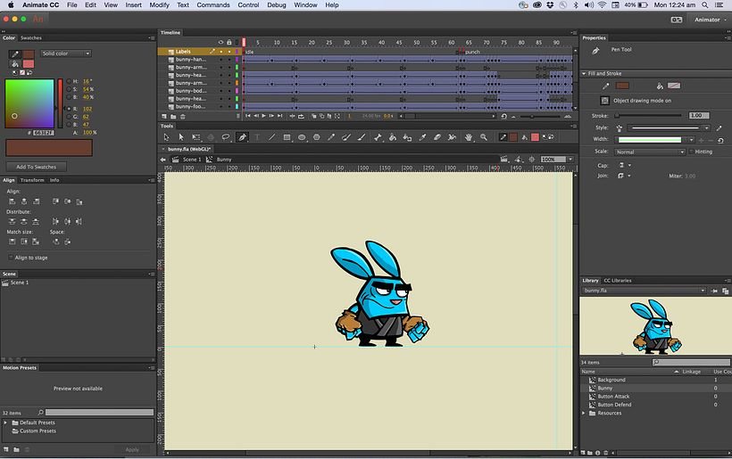 Interfaz de Adobe Animate