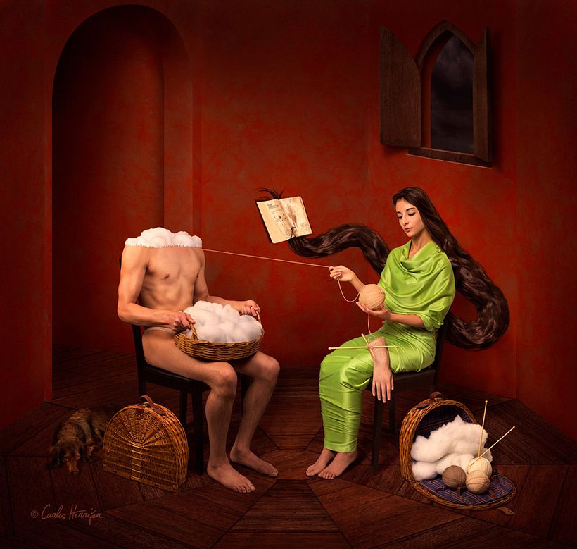 Obra tributo al estilo pictórico de la pintora Remedios Varo