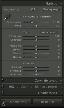 Tabla de ajustes con el cursor sobre la casilla de Sincronización automática.