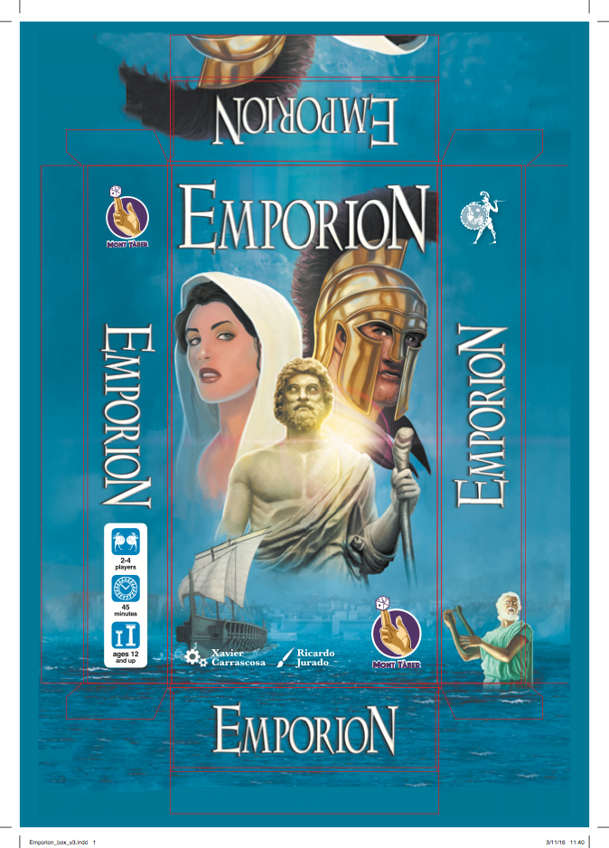 Detalle de la composición de la caja en Indesign