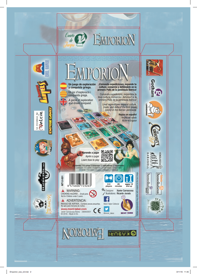 Detalle de la composición de la caja en Indesign