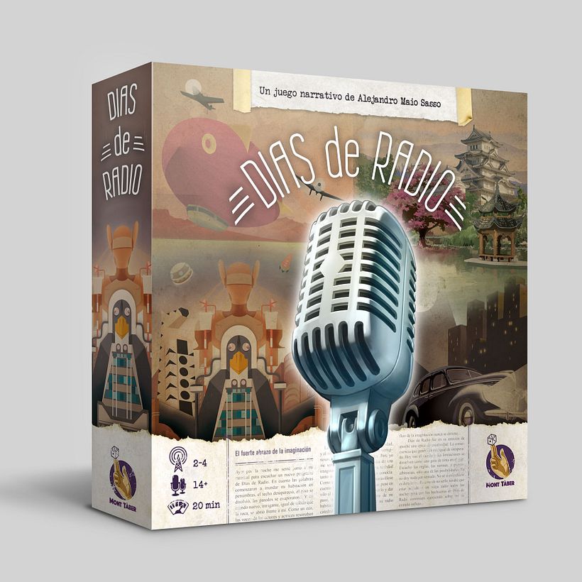 Mock-up de la caja de Días de Radio