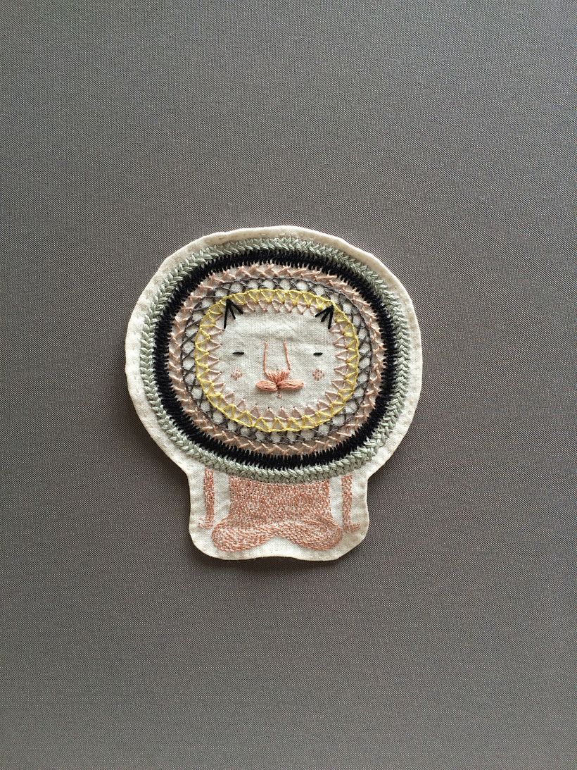 león buda, parche bordado a mano para Pesqueira