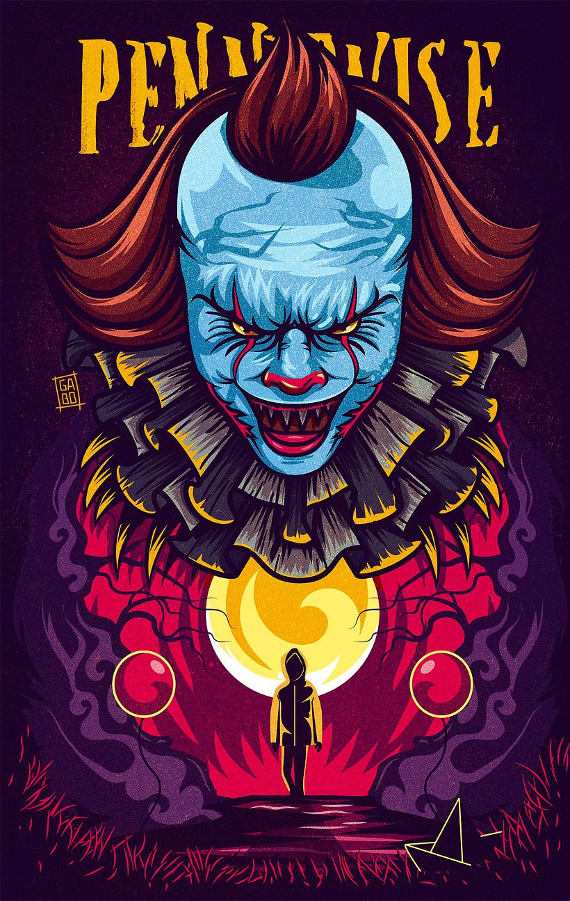 El payaso aterrador en vector - Ilustración tradicional