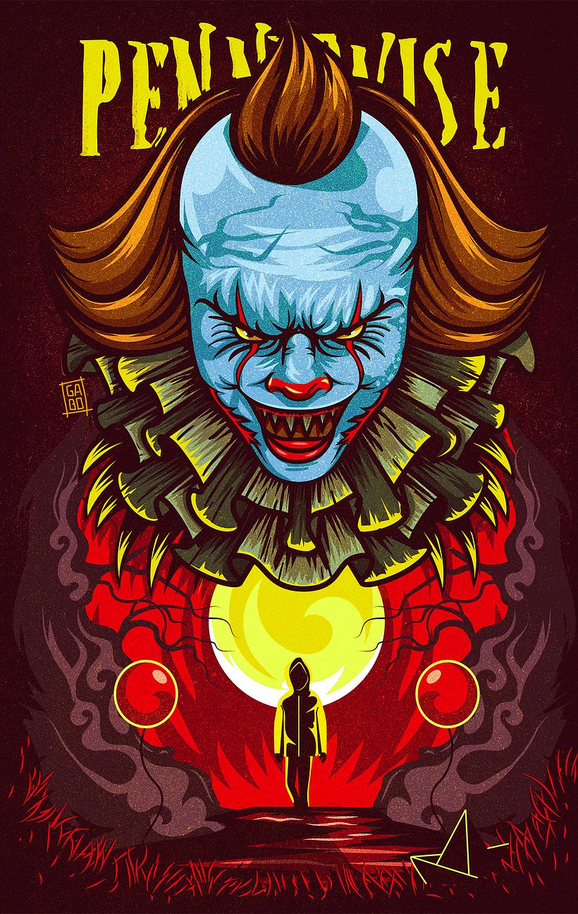 El payaso aterrador en vector - Ilustración tradicional