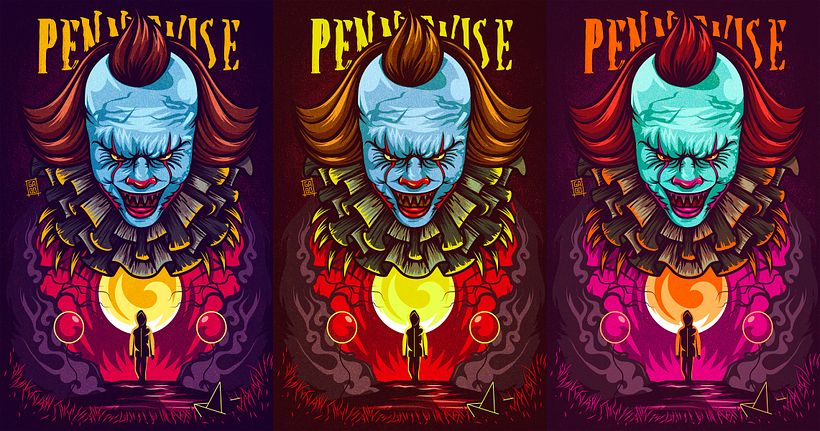 El payaso aterrador en vector - Ilustración tradicional