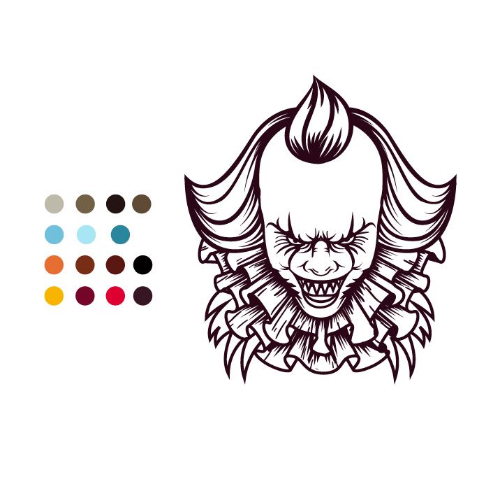El payaso aterrador en vector - Ilustración tradicional