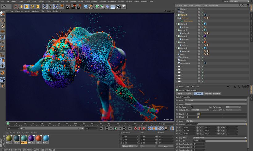 Interfaz de Cinema 4D.