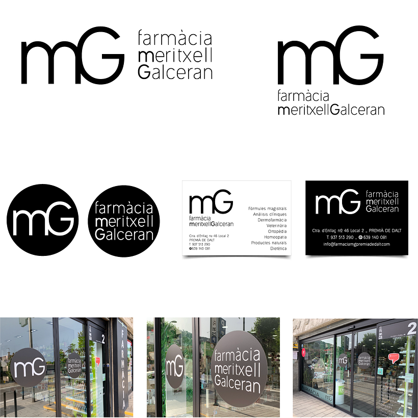 Disseny nova imatge Farmàcia Meritxell Galceran. Creació d'una marca simple però singular i tipogràfica.  -1