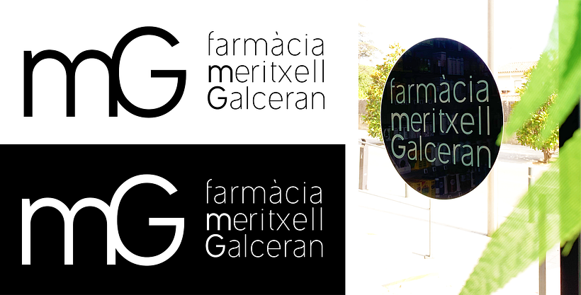 Disseny nova imatge Farmàcia Meritxell Galceran. Creació d'una marca simple però singular i tipogràfica.  0
