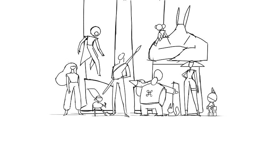 Boceto de personajes.