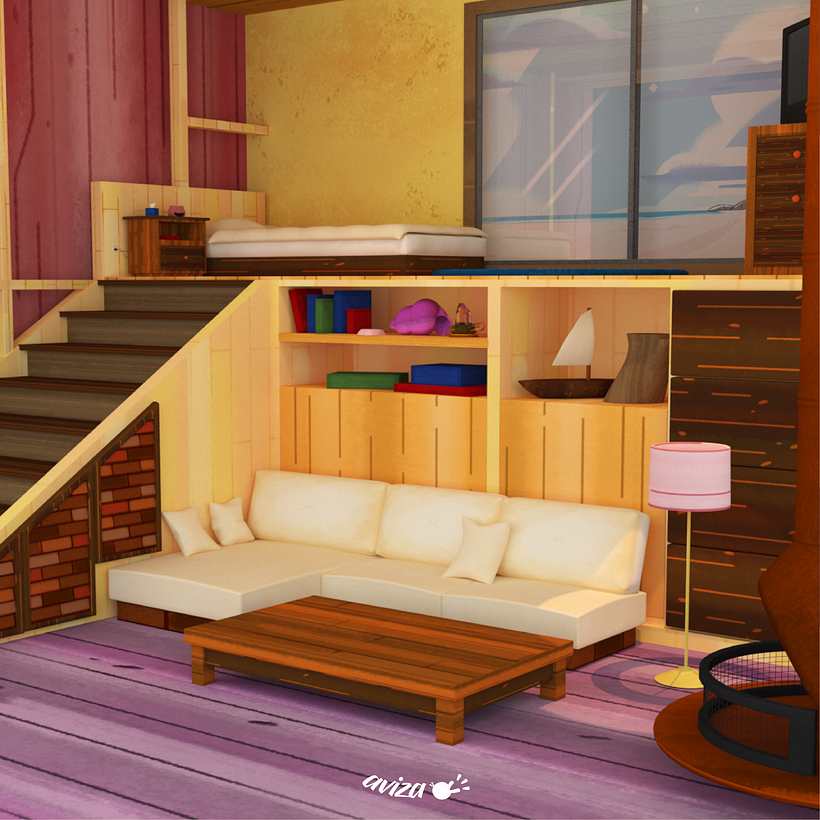 Recreación del cuarto de Steven, de Steven Universe. 