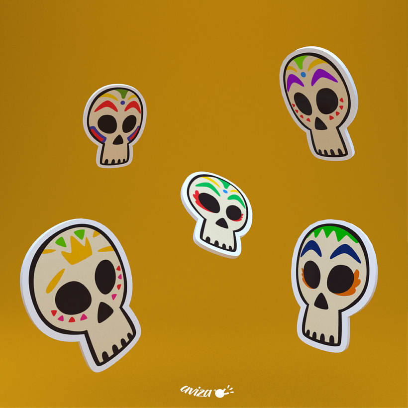 Ahí nomás, unas calaveritas 2d en ambiente 3d. 