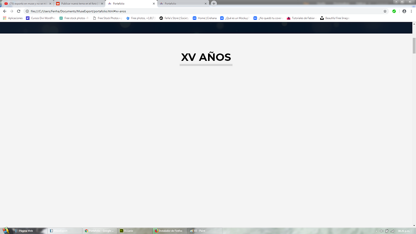 Vista previa del portafolio en .html
