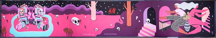 Muurschildering in samenwerking met Hilda Palafox voor H&M. Project gecureerd door Artsynonym.