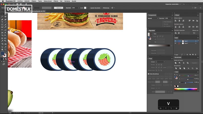 Tutorial Illustrator: cómo dibujar sushi 15