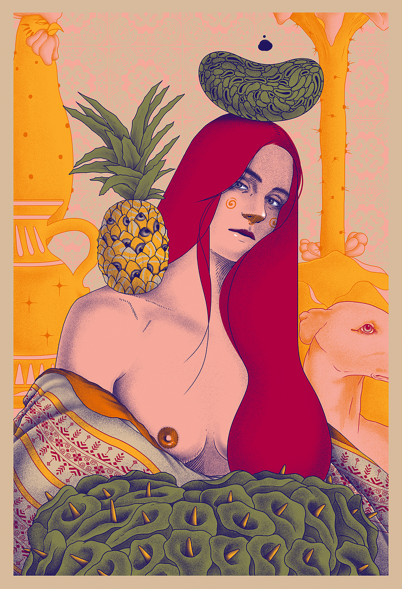 "Flor de Piña" / Serigrafía a 7 tintas para celebrar la exposición de 10 años de Pasión&Diseño, Puebla.