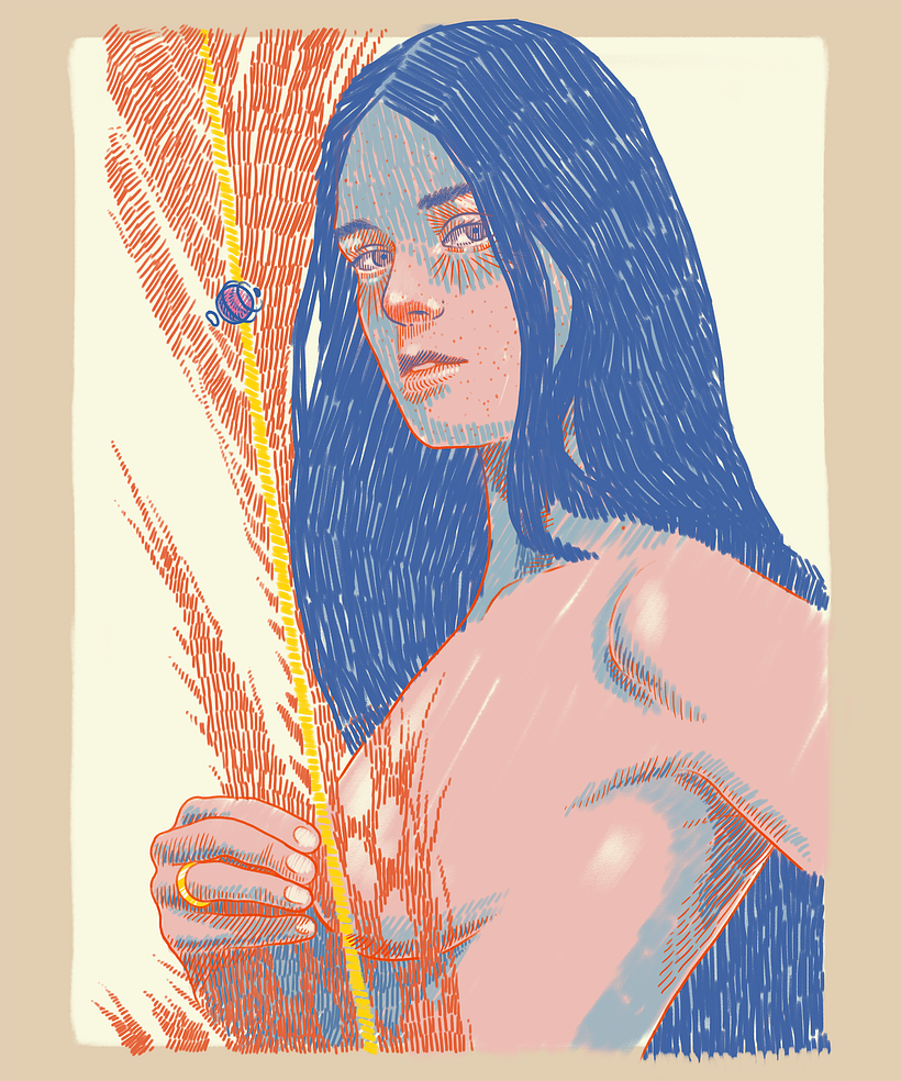 “Jonika” / Estudio en el proceso de bocetaje con lineas y teoría de color.
