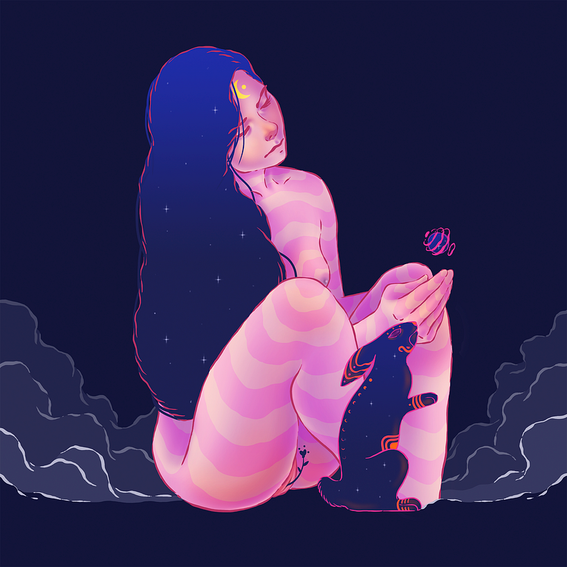 “Ixchel” / Basado en la diosa de la Luna. Serie de 5 Prints.