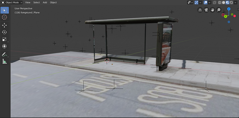 Modelo 3D de la parada de autobús