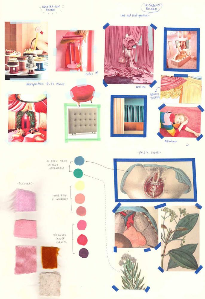 Inspiration boards y bocetos de Paraíso Menstrual por Flaminguettes