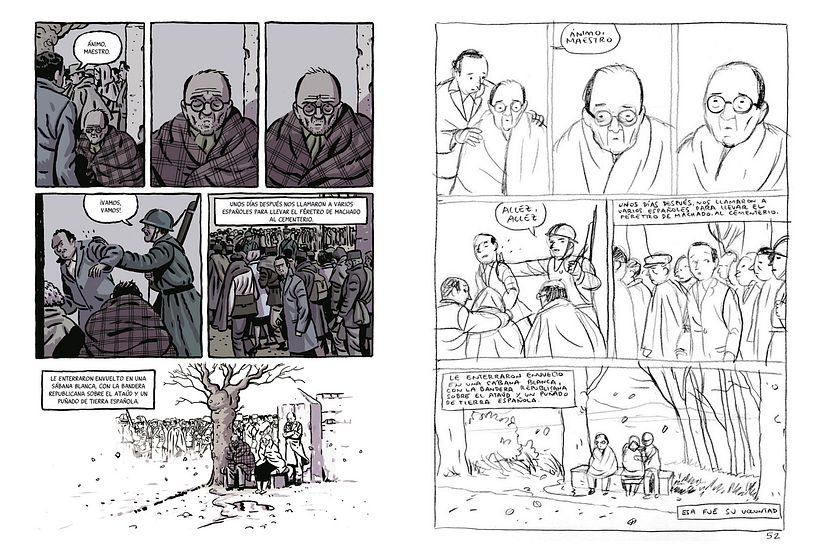 Una viñeta de 'Los Surcos del Azar' y su boceto. Paco Roca. 