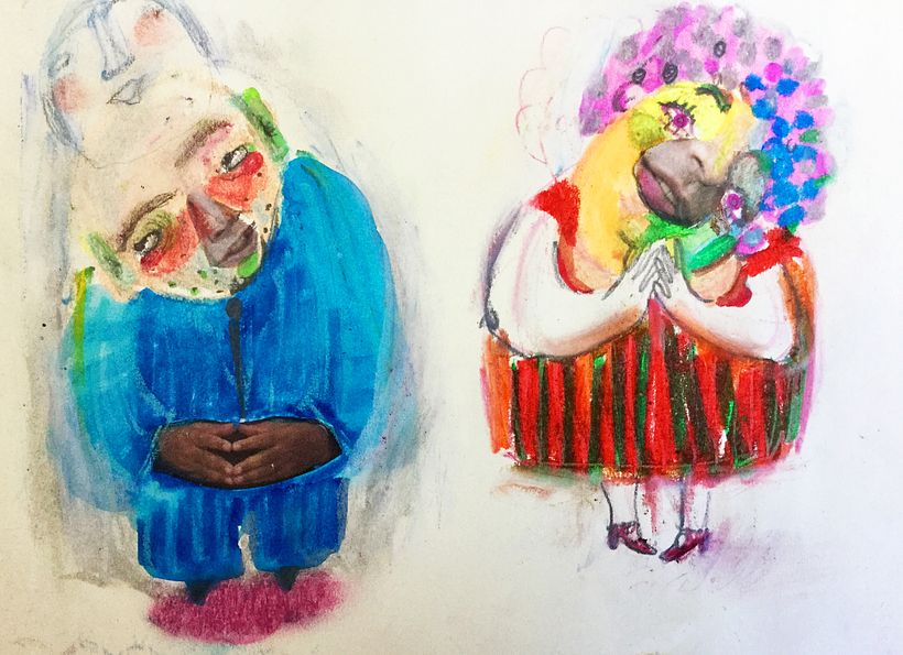 Detalle de la serie personajes, fue muy divertido crearlos a partir de recortes de revistas