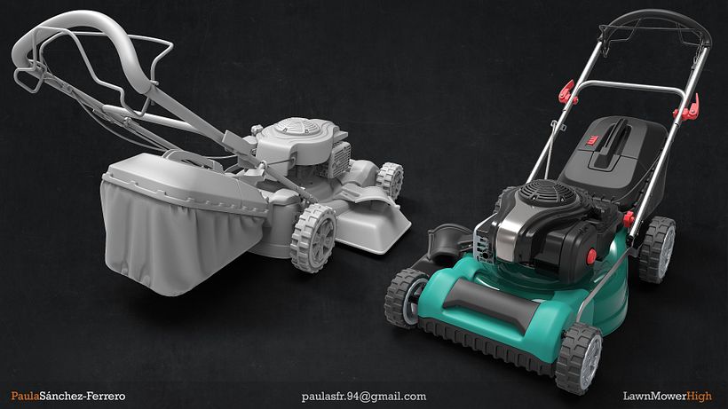 Este es el high poly de una máquina cortacésped que he hecho para portfolio en mi tiempo libre.