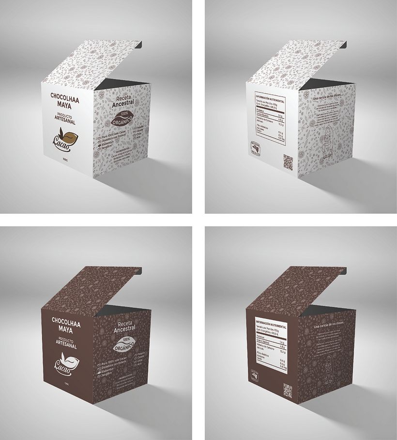 Empaques de 100 g de Cacao.