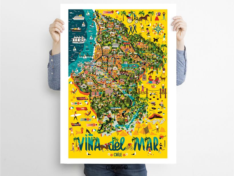 Mapa Ilustrado de la comuna de Viña del Mar - Chile, Mockup Designed By: Graphic Google