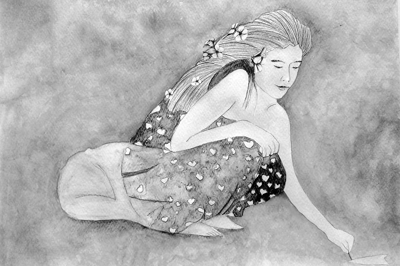 Tinta china en barra, grafito acuarelable y retoque digital