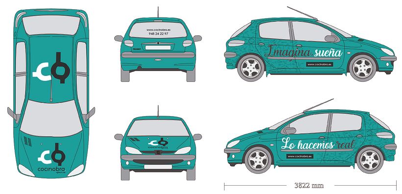Diseño de rótulo para coche comercial