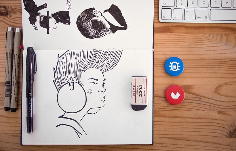 Bocetos de Inktober de microbians