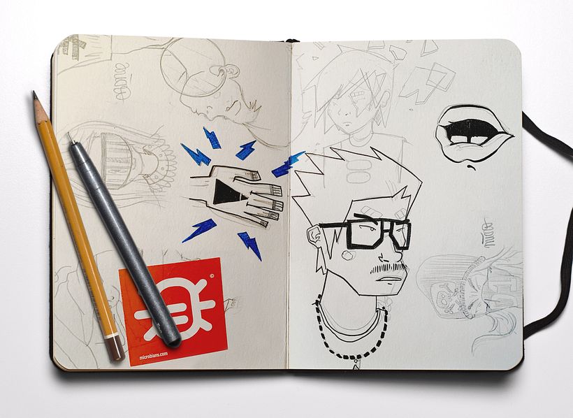 Bocetos de Inktober de microbians