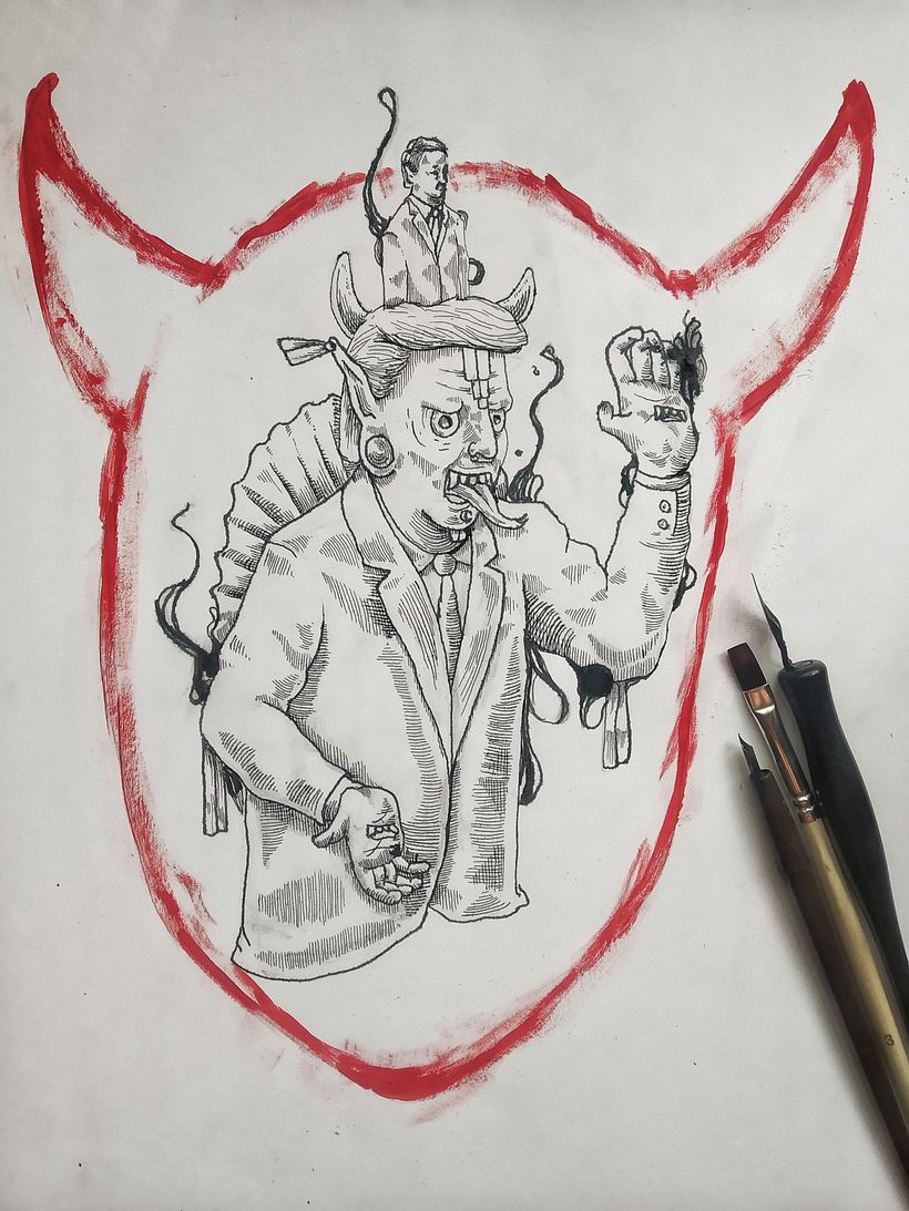 Tinta china y acrílico 