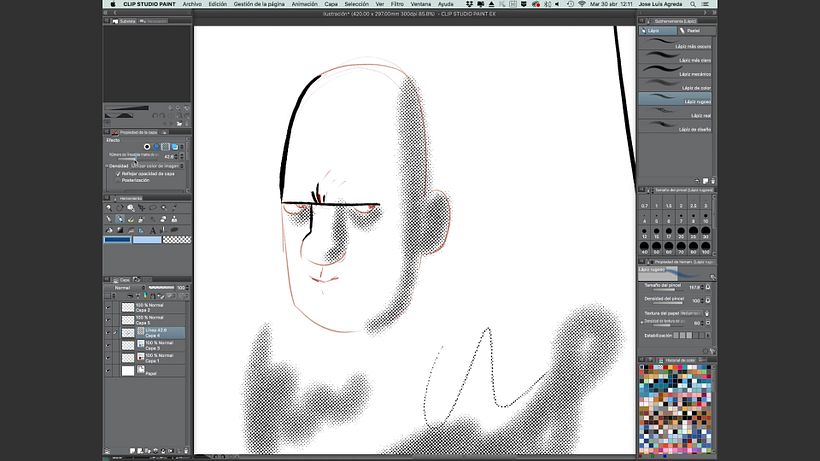 Clip Studio Paint nos permite dibujar con tramas de forma rápida y sencilla