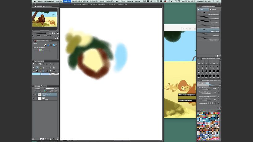 Usando la subvista para escoger colores para nuestro dibujo