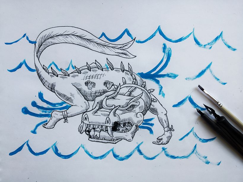 Tinta china y acrílico