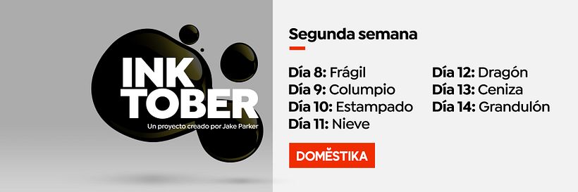Calendario de la segunda semana de Inktober basado en el de Jake Parker